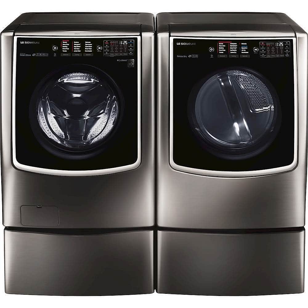 Alt View 18. LG - SIGNATURE 9.0 Cu. Ft. Smart Electric Dryer with Steam and Sensor Dry - Black Stainless Steel.