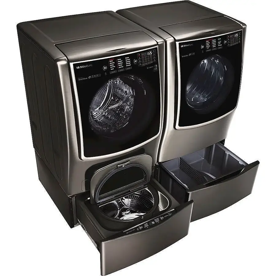 Alt View 19. LG - SIGNATURE 9.0 Cu. Ft. Smart Electric Dryer with Steam and Sensor Dry - Black Stainless Steel.