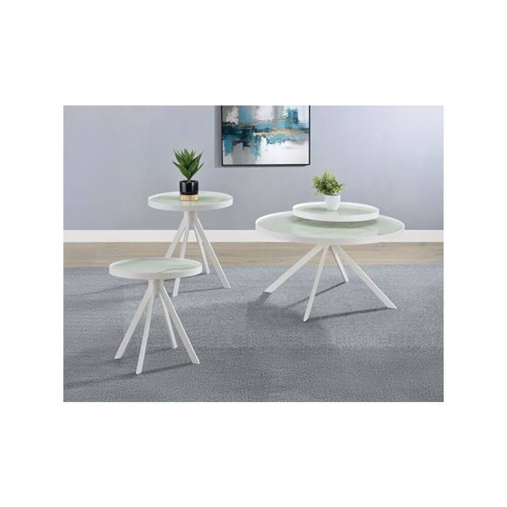 Alt View 6. Coaster Co. of America - Briggs 3-piece Round Coffee and End Table Set White - White.