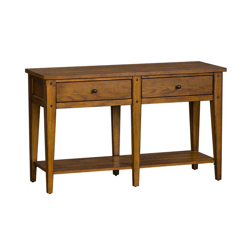 Alt View 3. Liberty Furniture Industries - Lake House Sofa Table in Oak - Brown.