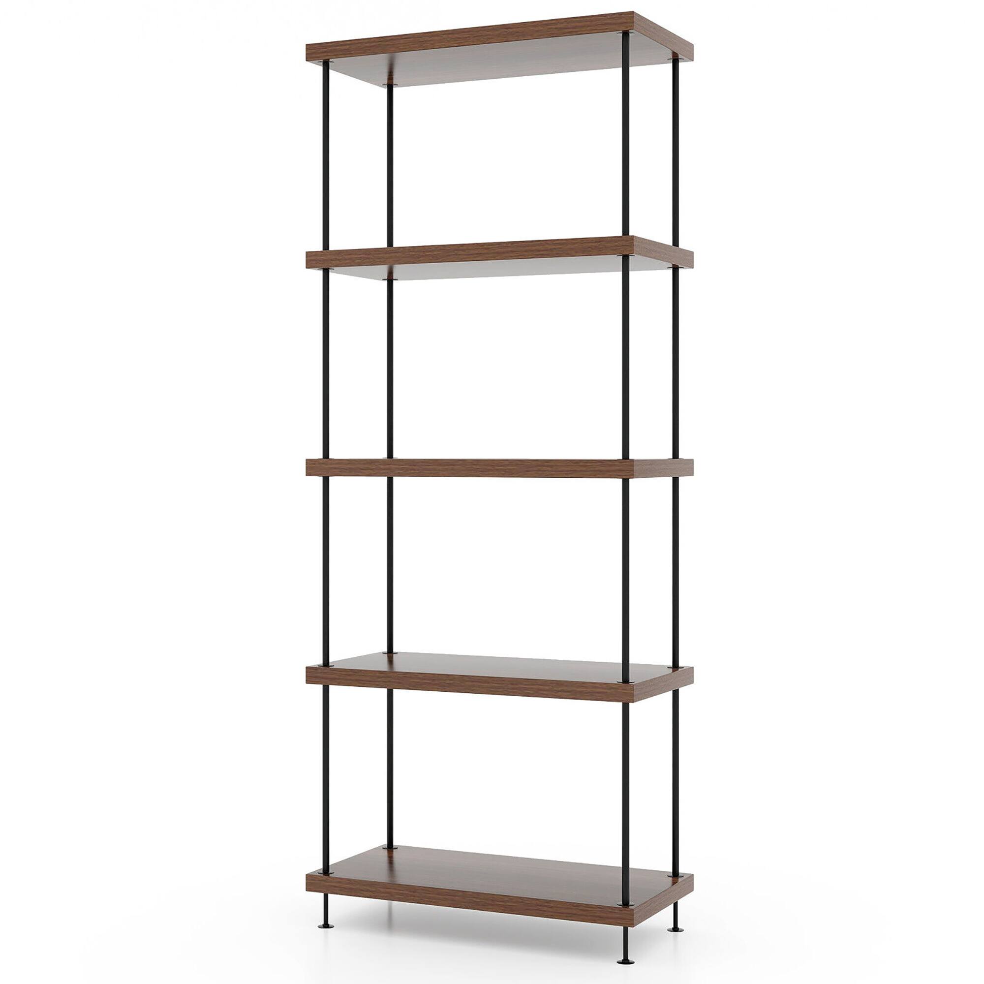 Alt View 9. Gymax - Gymax 5-Tier Multipurpose Display Rack Freestanding Bookshelf w/ Metal Frame Walnut - Walnut.