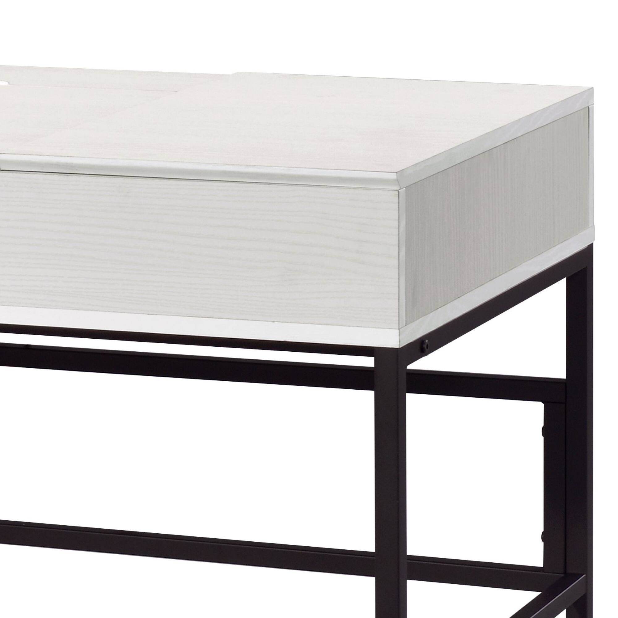 Alt View 6. GOODSILO - Modern Writing Desk with USB Charging Port and Storage Drawer for Home Office Workspace - Black+Natural.