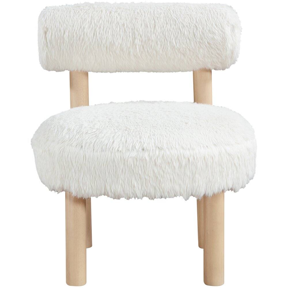 Alt View 1. Meridian Furniture - Ambre Cream Vegan Shearling Fabric Upholstered Accent Chair - Brown.