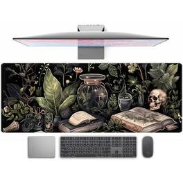 Earthley Blooms - Desk Mat Mouse Pad Xl Extended Large Gaming Mousepad Mystical Green Plant Computer Laptop And - Dark Academia