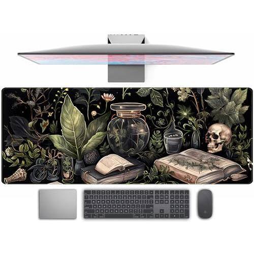 Earthley Blooms - Desk Mat Mouse Pad Xl Extended Large Gaming Mousepad Mystical Green Plant Computer Laptop And - Dark Academia