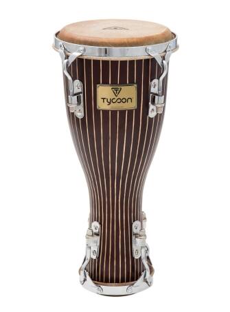 Front. Tycoon Percussion - Itotele, Medium-Size Double-Headed Traditional Bata Drum, Siam Oak Shell, Water Buffalo Skin Heads, Chrome Hardware.
