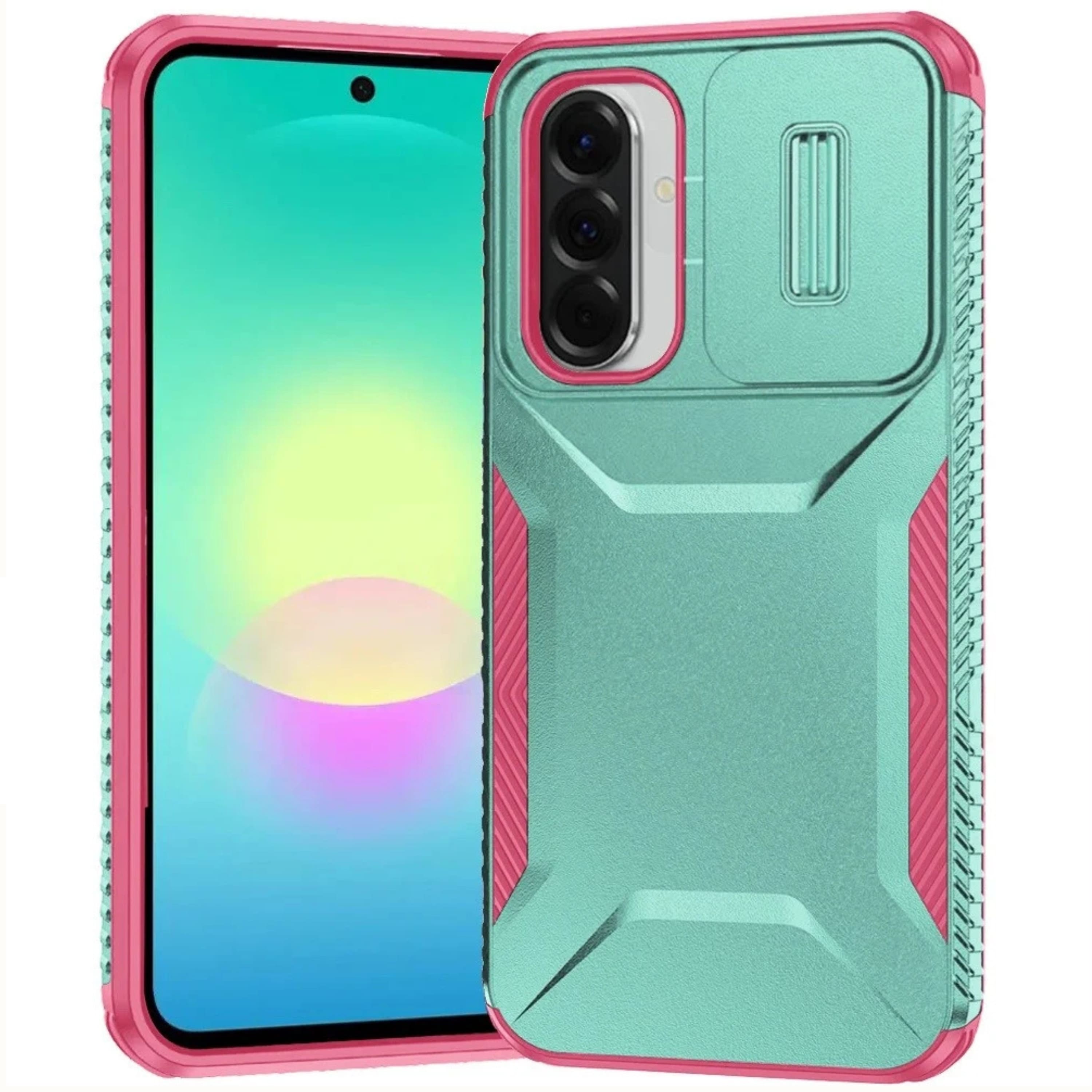 Kitcheniva - Sliding Camera Lens Protection Case With Tempered Glass For Samsung A27 5G - Teal Hot Pink price history on PriceWatchPro