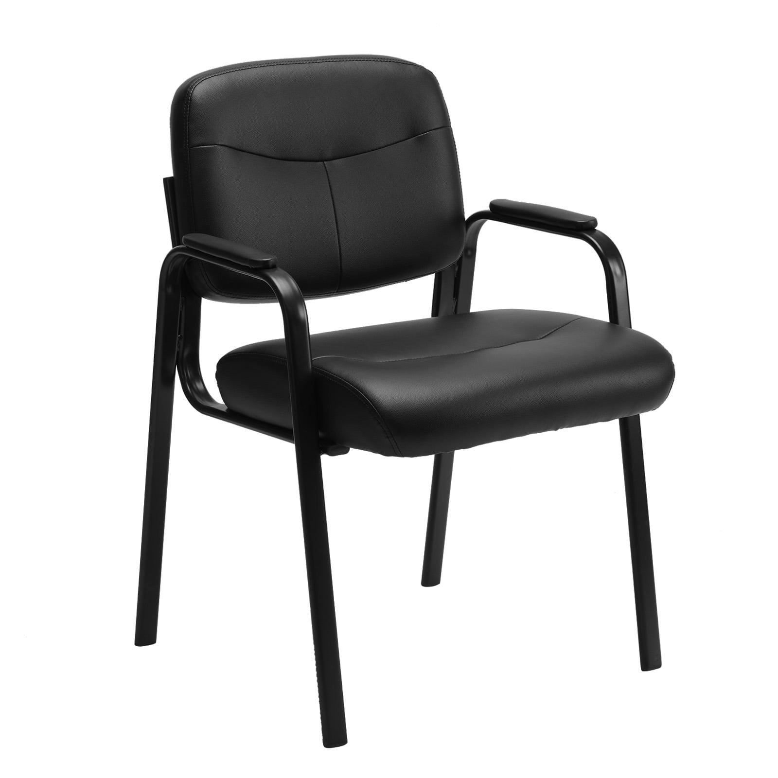 Spaco - Leather Conference Room Chairs with Padded Arms, Eception Chairs, Office Guest Chairs, for Home Office - Black