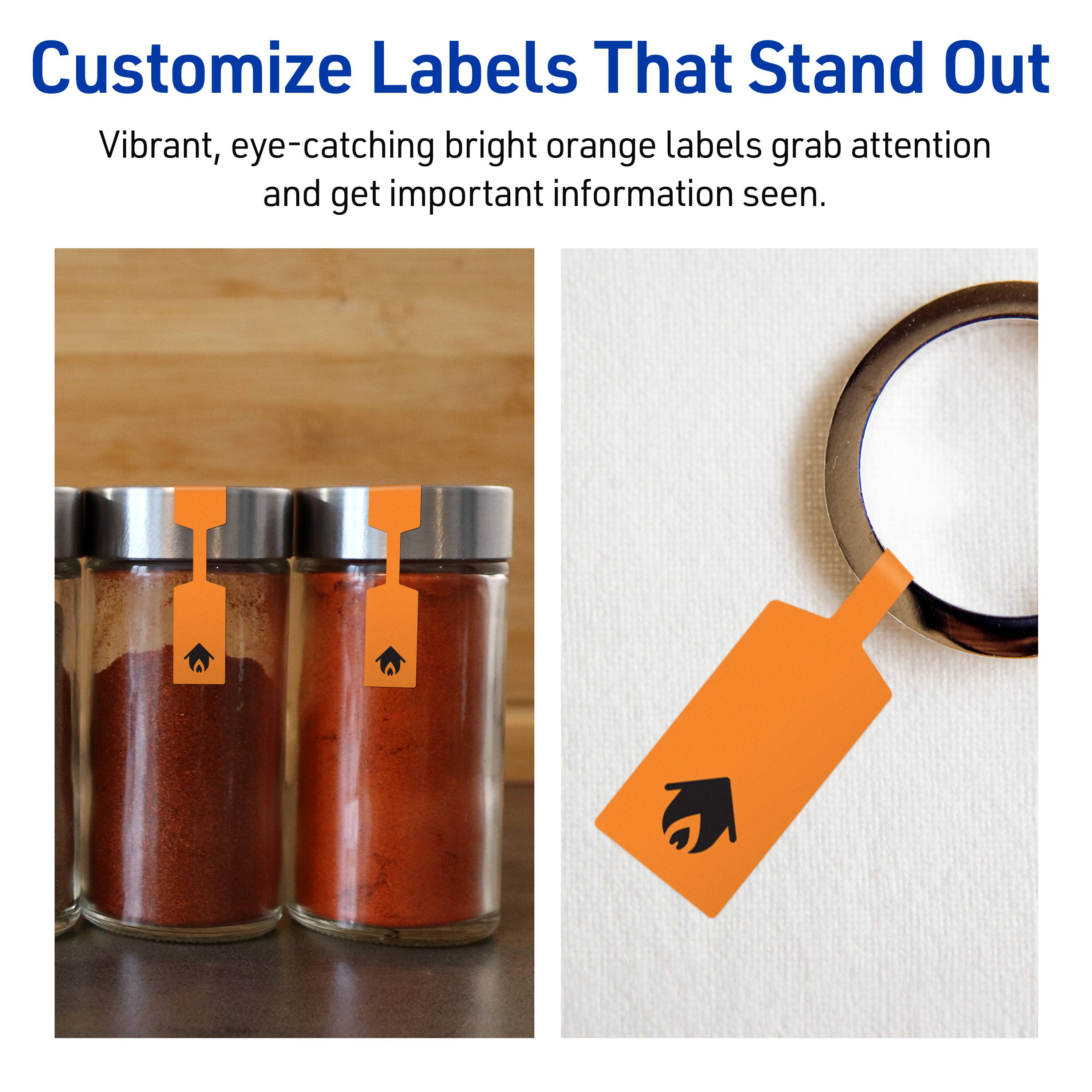 Customize Labels That Stand Out

Vibrant, eye-catching bright orange labels grab attention and get important information seen.