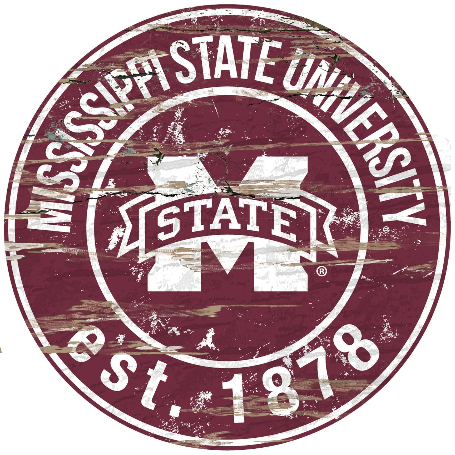Mississippi State Bulldogs 23.5" Distressed Round Sign