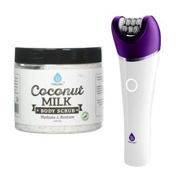 Pursonic - Smooth & Radiant Skincare Bundle: 6-in-1 Smooth Glide Epilator + Coconut Milk Body Scrub - Multicolor