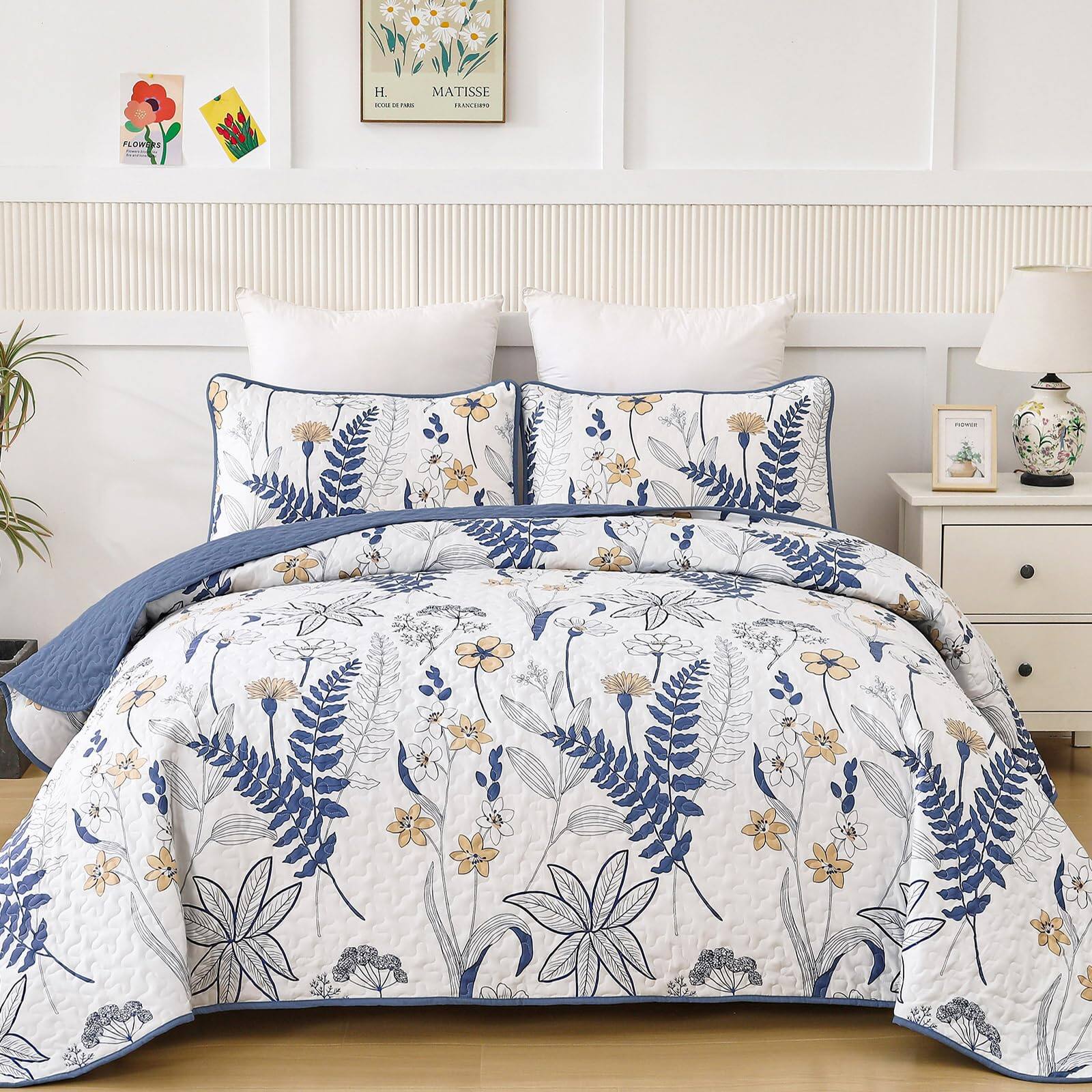 Flroal Blue-King(104"x90")