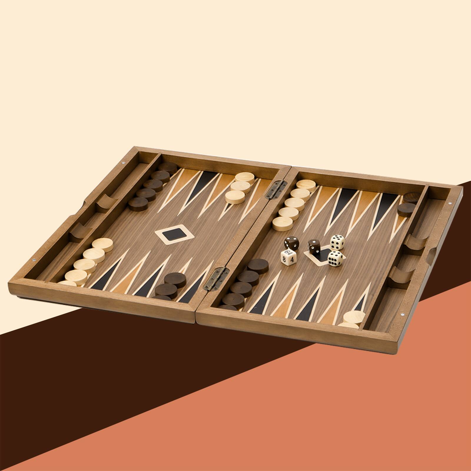 Alt View 2. GSE Games & Sports Expert - Premium Wooden Folding Inlay Backgammon Board Game Set, Classic Traditional Board Game (Star-17").