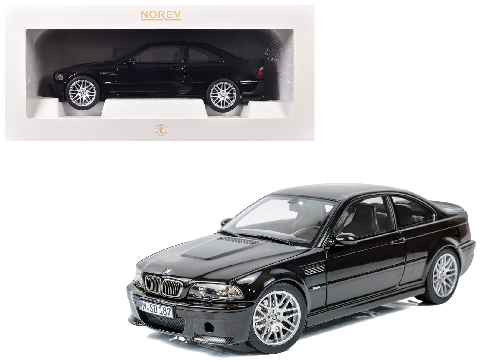 2003 BMW M3 CSL Saphire 1/18 Diecast Model Car by Norev - Black
