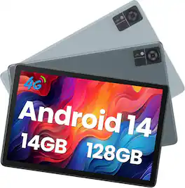 Qukenk - 2025 Latest Android 14 Tablet, Tablet 14GB RAM(8GB+6GB)+128GB ROM+1TB Expandable, Tablet 10.1 inch - Gray