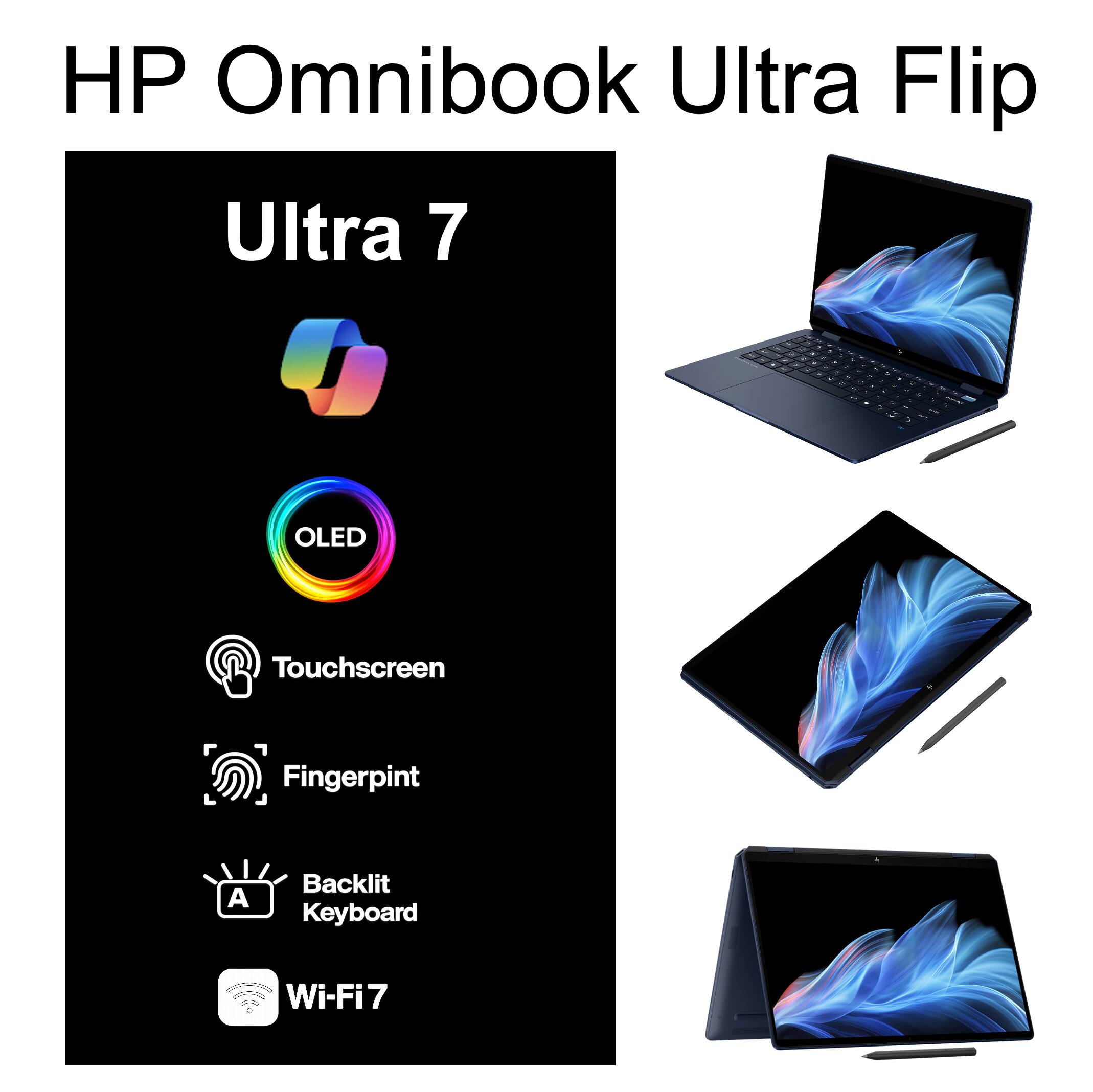HP Omnibook Ultra Flip 2 in 1 Laptop 14.0 2.8K Display (Ultra 7