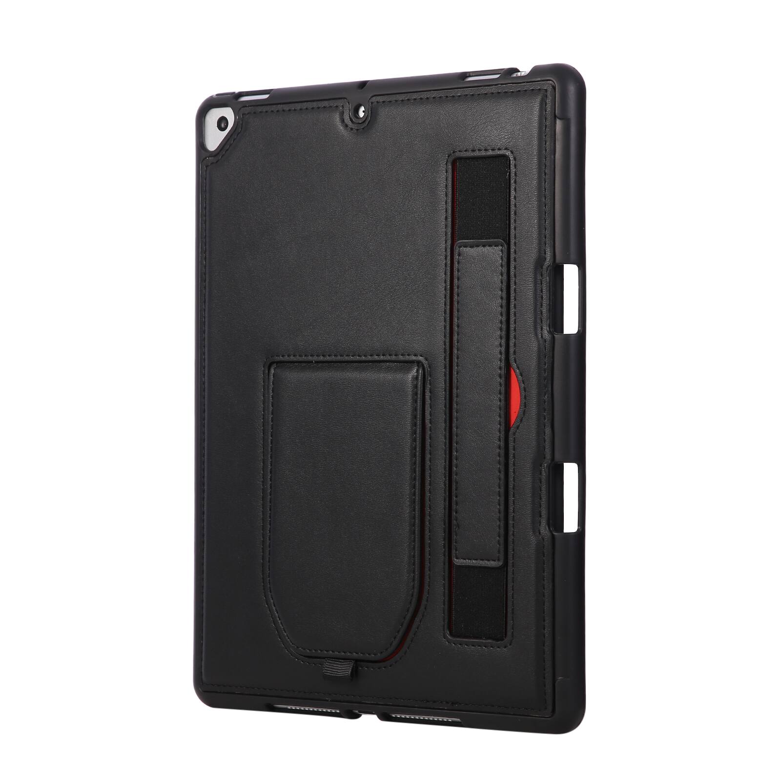 Alt View 2. Dteck - Shockproof Case for Apple iPad (9th Generation) 10.2" 2021 with Hand Strap Kickstand, PU Leather TPU Protective Cover - Black.