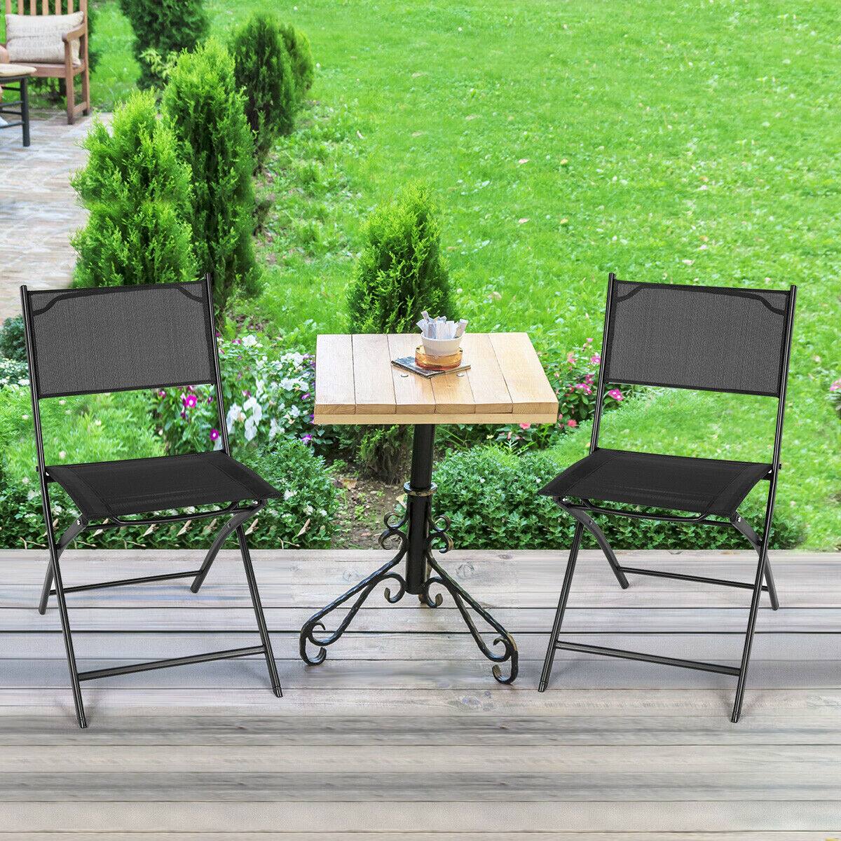 Alt View 3. Costway - Costway Set of 4 Outdoor Patio Folding Chairs Camping Deck Garden Pool Beach Furniture - Black.