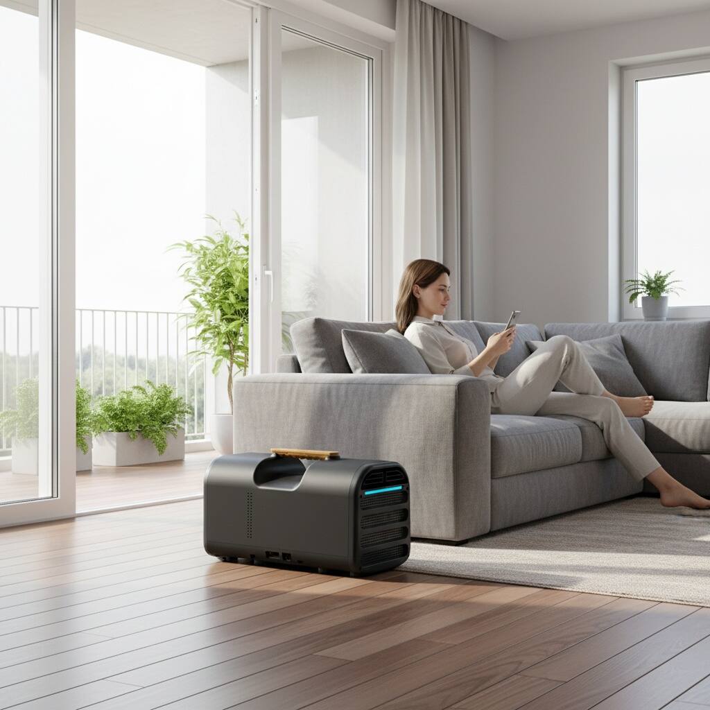 Back. COWLOWN - 4500 BTU Portable Air Conditioner 4-in-1 Cooling Dry Fan Remote Control 110V Black.