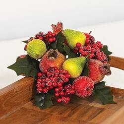 Angle. BreeBe - Sugar Glazed Winter Fruit & Holly Taper Ring - 1" - Multicolor.