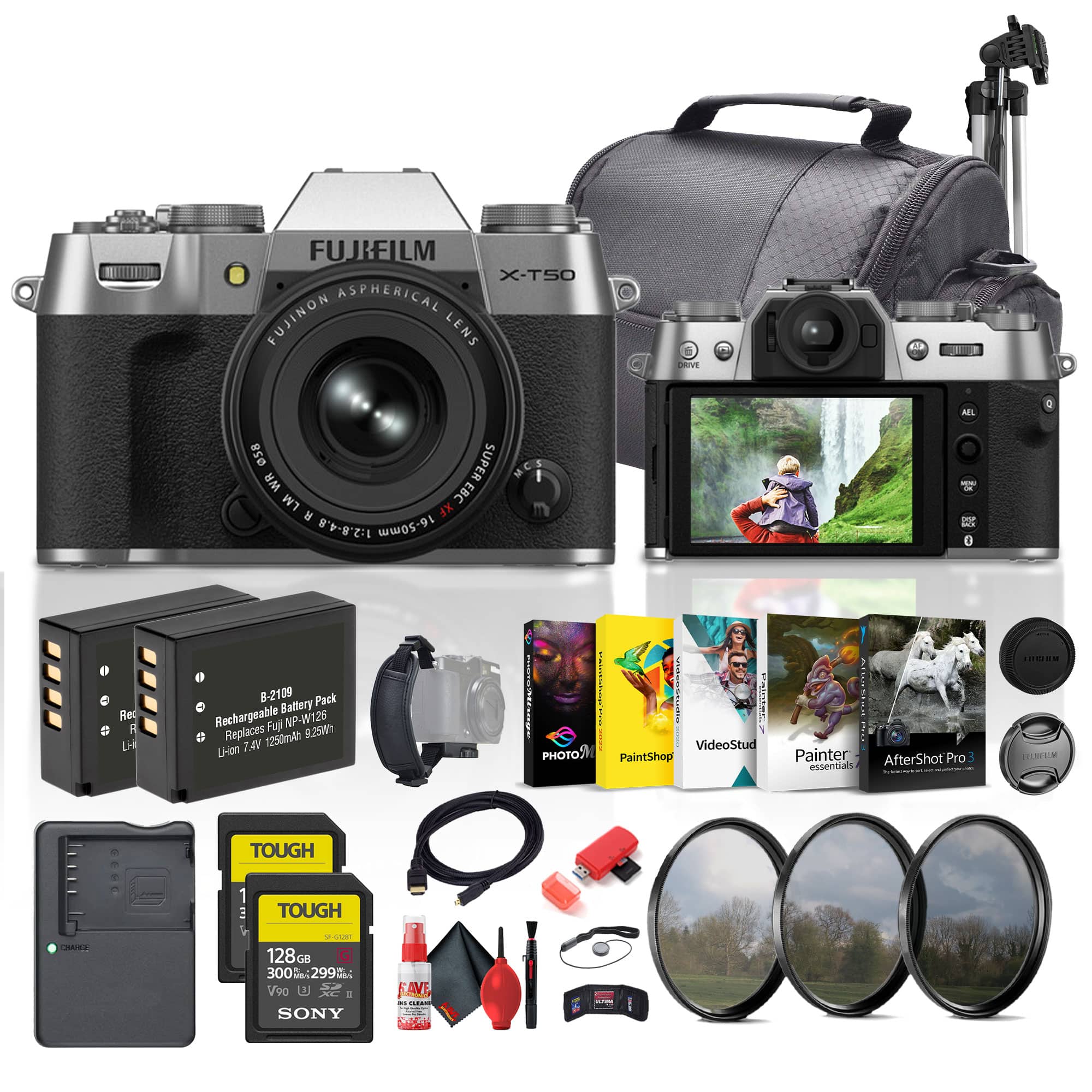 Fujifilm - X-T50 Mirrorless Camera with XF 16-50mm f/2.8-4.8 Lens (Silver) Bundle