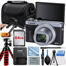 Canon - PowerShot G7 X Mark III Camera with 64GB Card + Case + Tripod + ZeeTech Basic - Silver