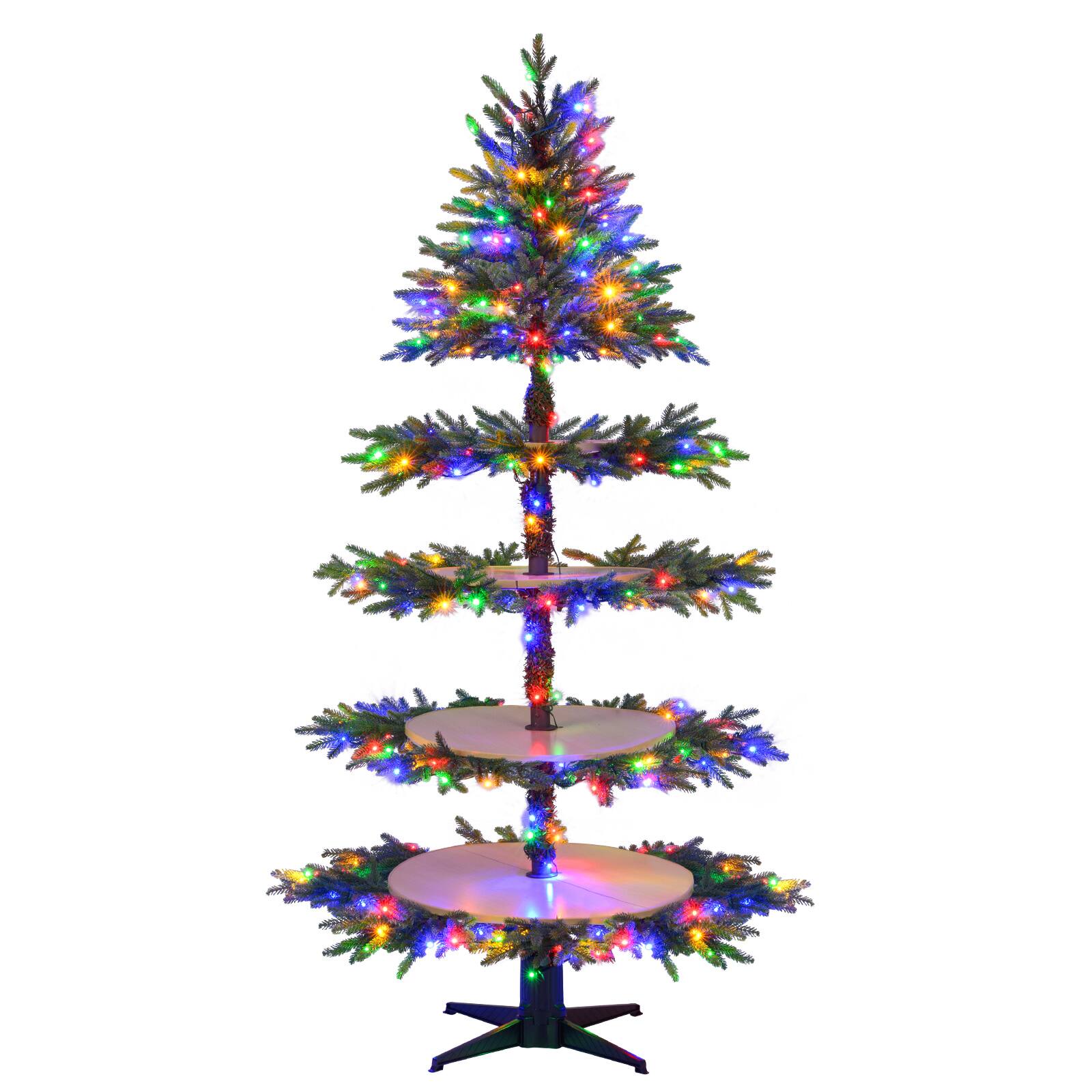 Alt View 6. Gymax - Gymax 6.4 FT Rotating Christmas Tree w/ 280 Branch Tips 220 LED Lights Electric Stand - Green.