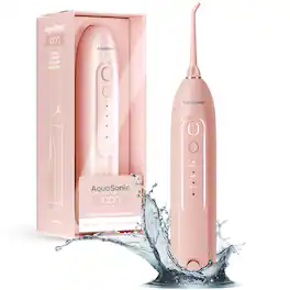 AquaSonic - Icon Electric Water Flosser - 150ml Tank, Cordless Rechargeable, Waterproof, Portable Oral Irrigator - Pink