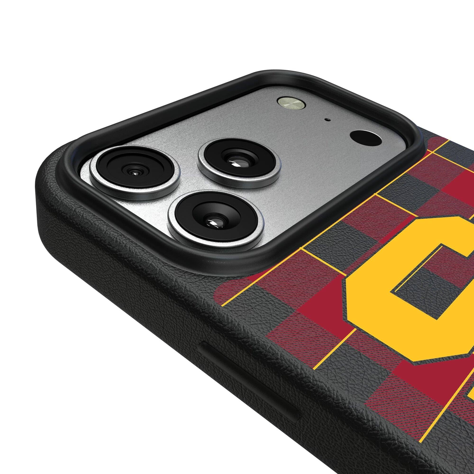 Alt View 2. Keyscaper - USC Trojans Plaid Magnetic Bump iPhone Case - 15 - Black.