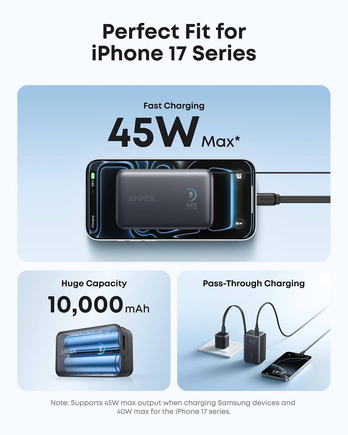 Nano Power Bank (10K, 45W, Built In USB C Cable) + Anker Nano