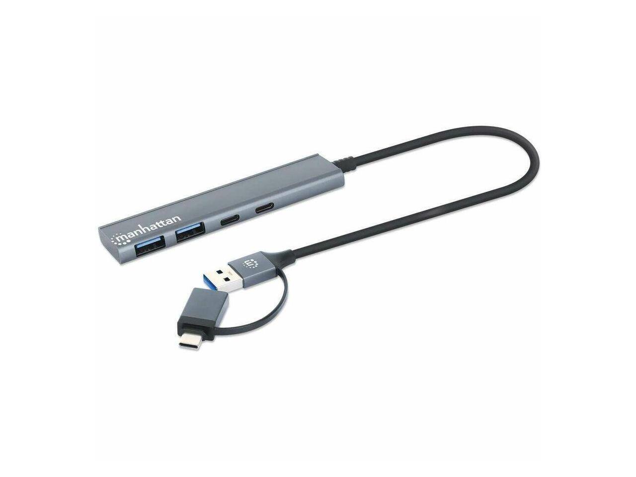 Alt View 4. Manhattan - Manhattan 4-Port USB 3.0 Hub - Type-C/Type-A, 640 MB/s, Portable for PC/Mac.