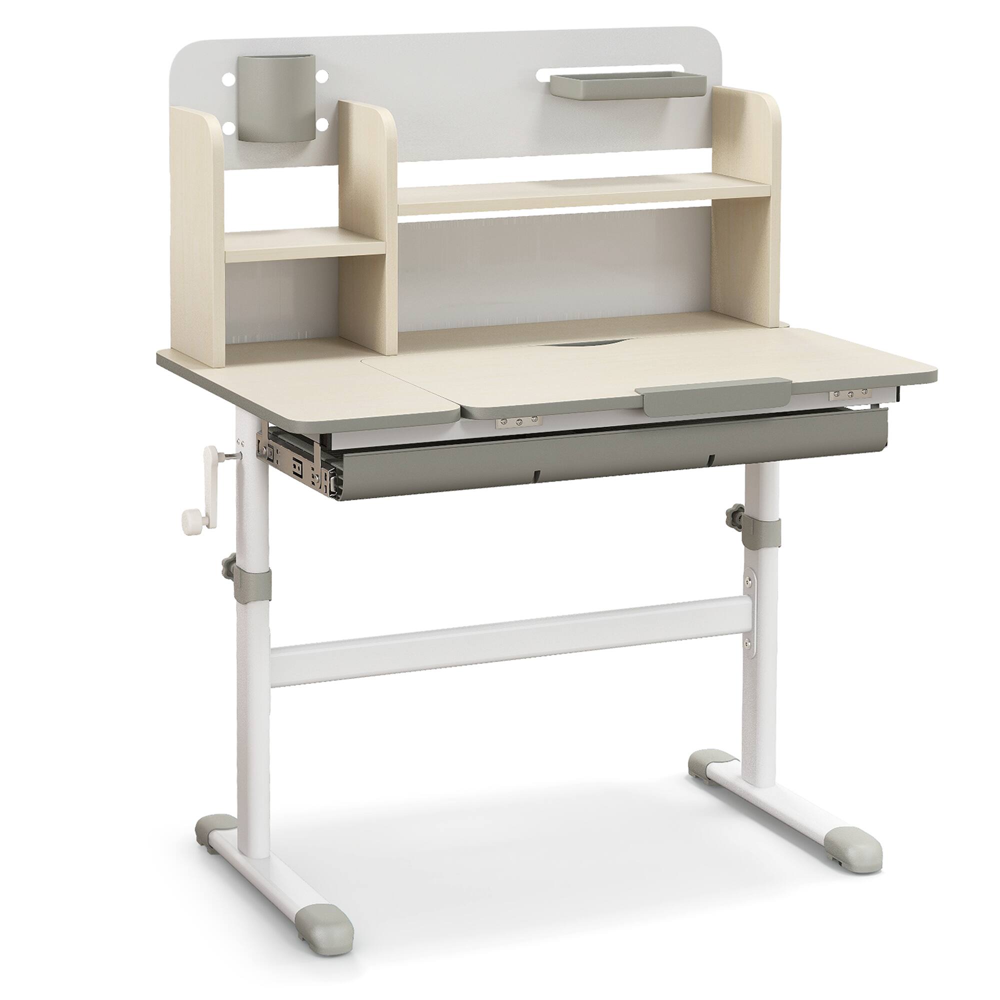 Alt View 9. Gymax - Gymax Kids Multifunctional Study Table Study Desk w/ Tiltable Desktop Book Stand Gray - Gray.