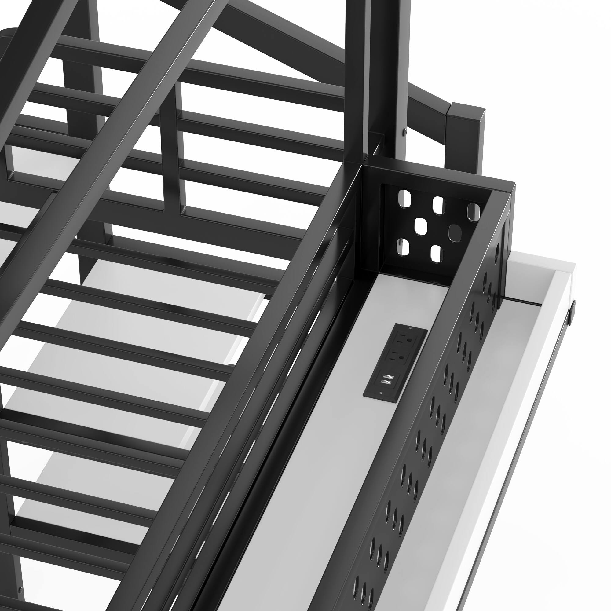 Alt View 4. Boyel Living - Twin Size Loft Bed with Storage Stairs Shelves and Built in Wardrobe Metal Loft Bed Frame - Black.