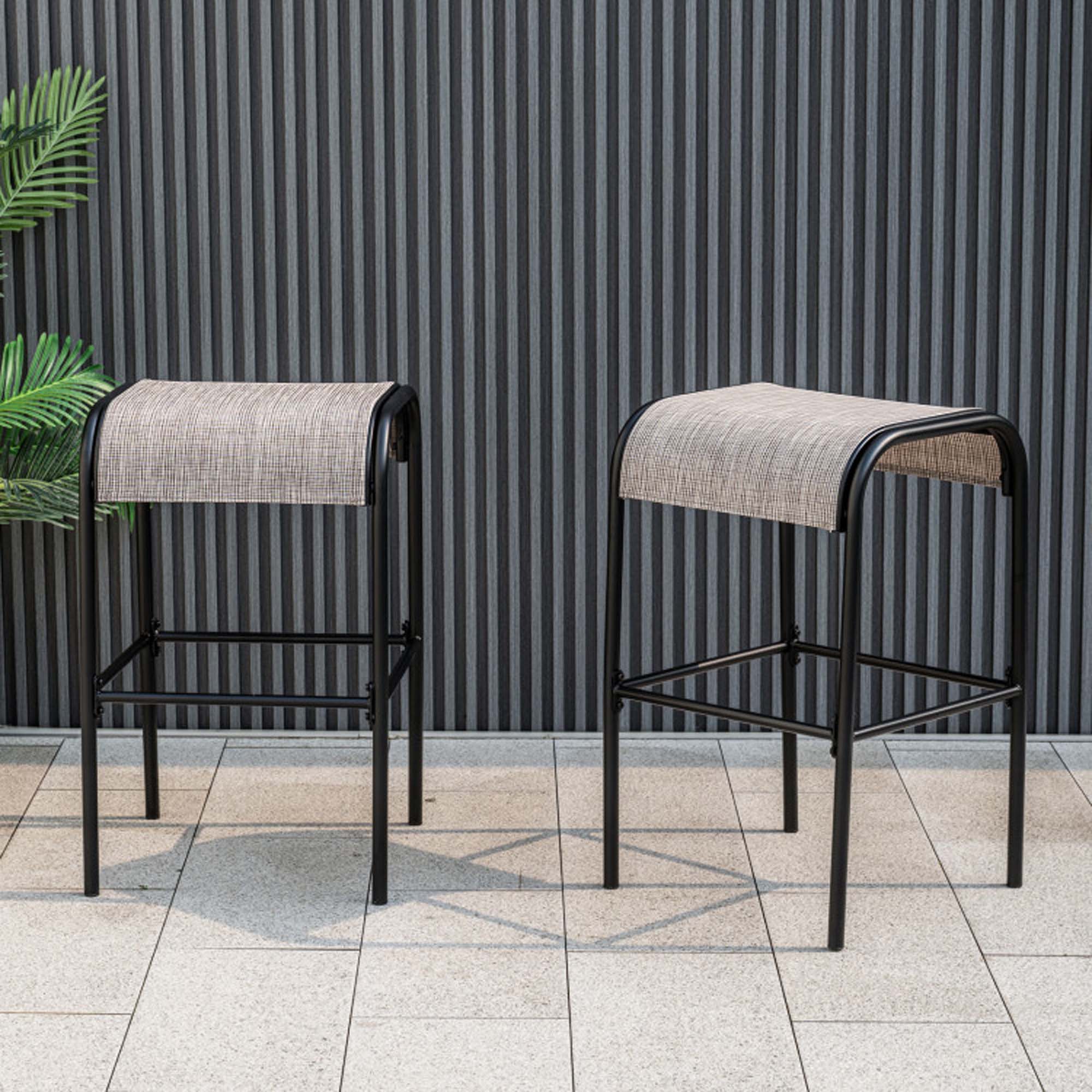 Alt View 5. Boyel Living - Black Patio Metal Set of 2 Bar Stools - Brown.
