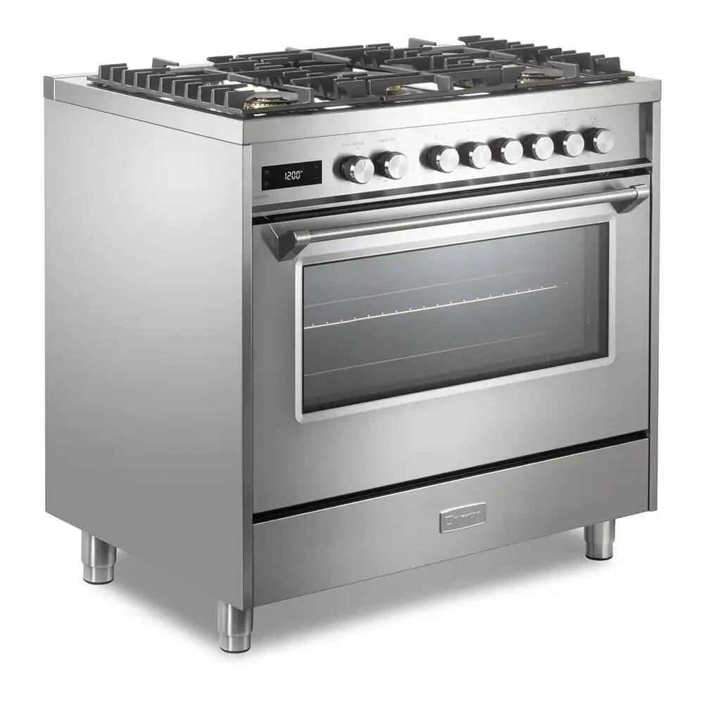 Alt View 2. Verona - Verona 36 inch Ultima Collection Dual Fuel Range with 5 Sealed Burners, 5 cu. ft. Oven Capacity (Stainless Steel) - Stainless Steel.