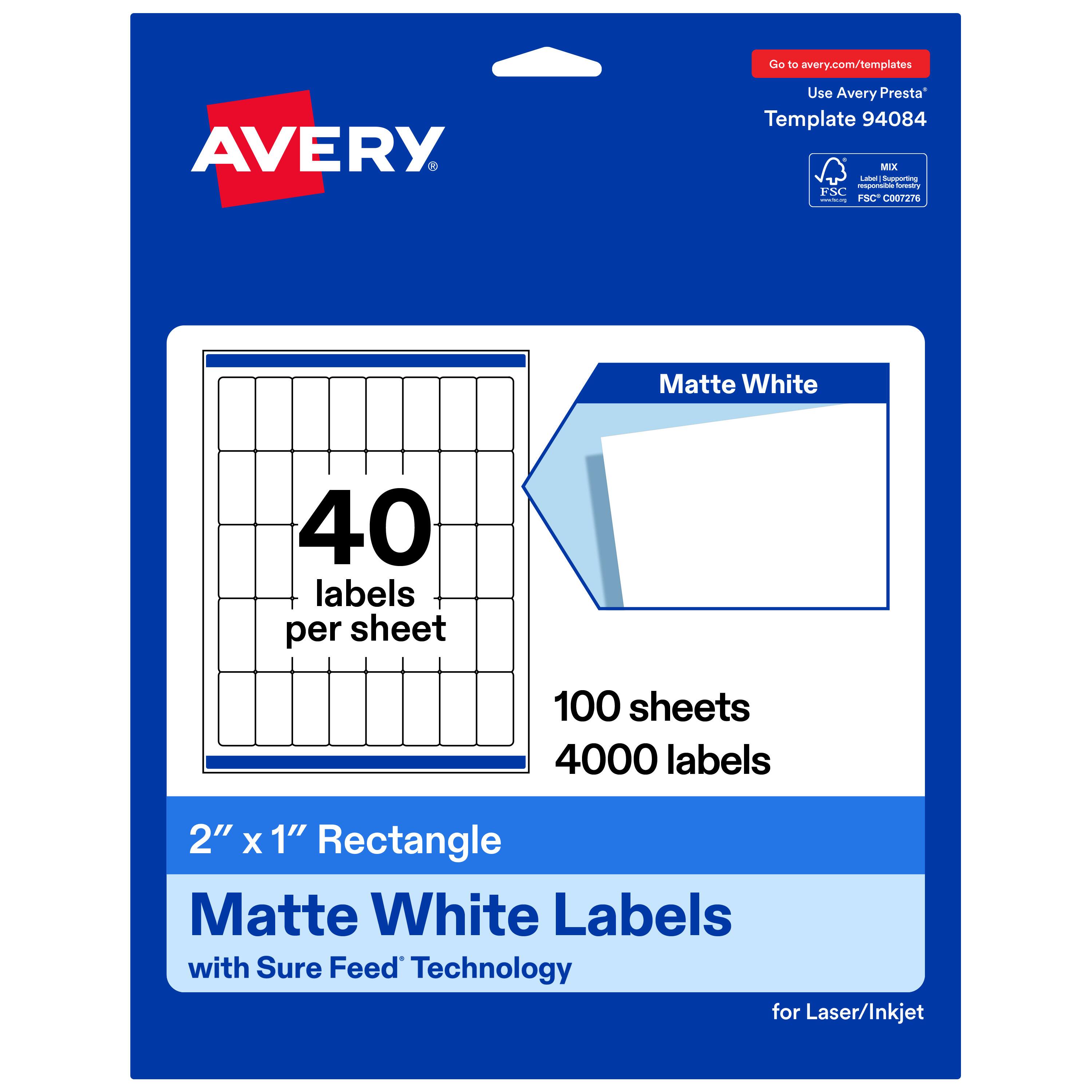"Avery - Avery® Matte Rectangle Labels, 2"" x 1"", 4000 Total - White" price history on PriceWatchPro
