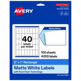 Avery - Avery® Matte Rectangle Labels, 2" x 1", 4000 Total - White