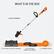 Left. WORX - WG183 40V 13-Inch Cutting Diameter Cordless Straight Shaft Grass Trimmer (2 x 2.0 Ah Batteries & 1 x Charger) - Orange.