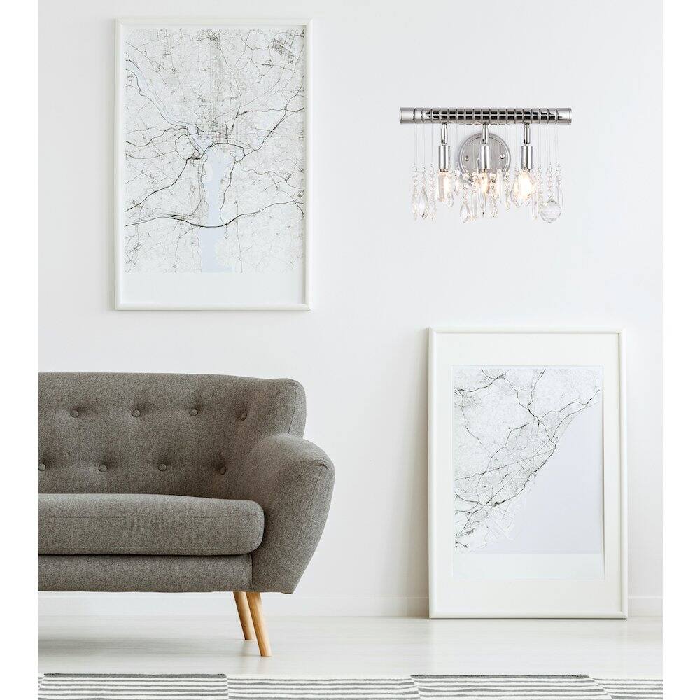 Front. Elegant Lighting - Chorus Line 3 Light Chrome Wall Sconce Clear Royal Cut Crystal - Chrome.