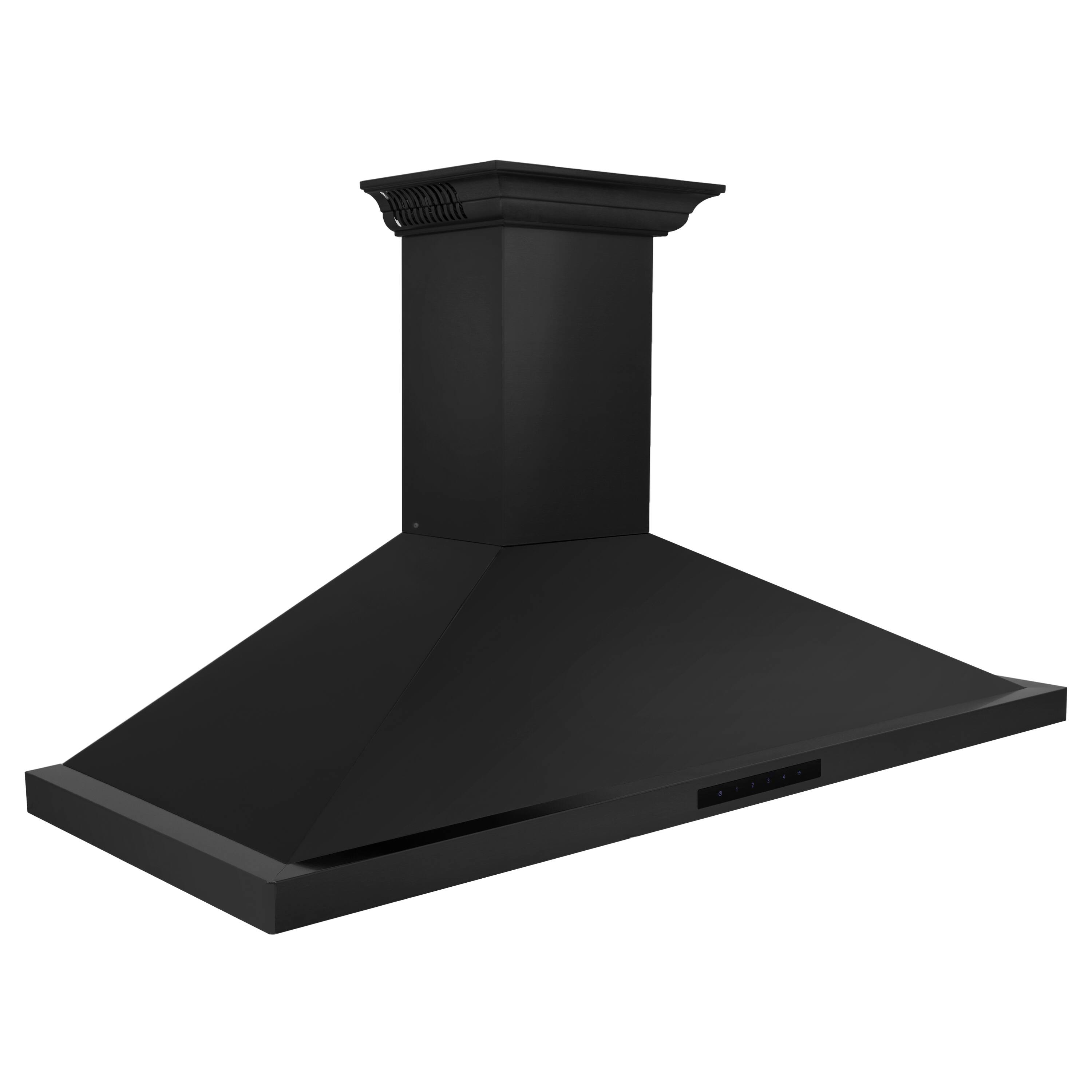 Left. ZLINE - 42 in. ZLINE CrownSound™Ducted Vent Wall Mount Range Hood in Black Stainless Steel with Built-in Bluetooth Speakers - Black Stainless Steel.