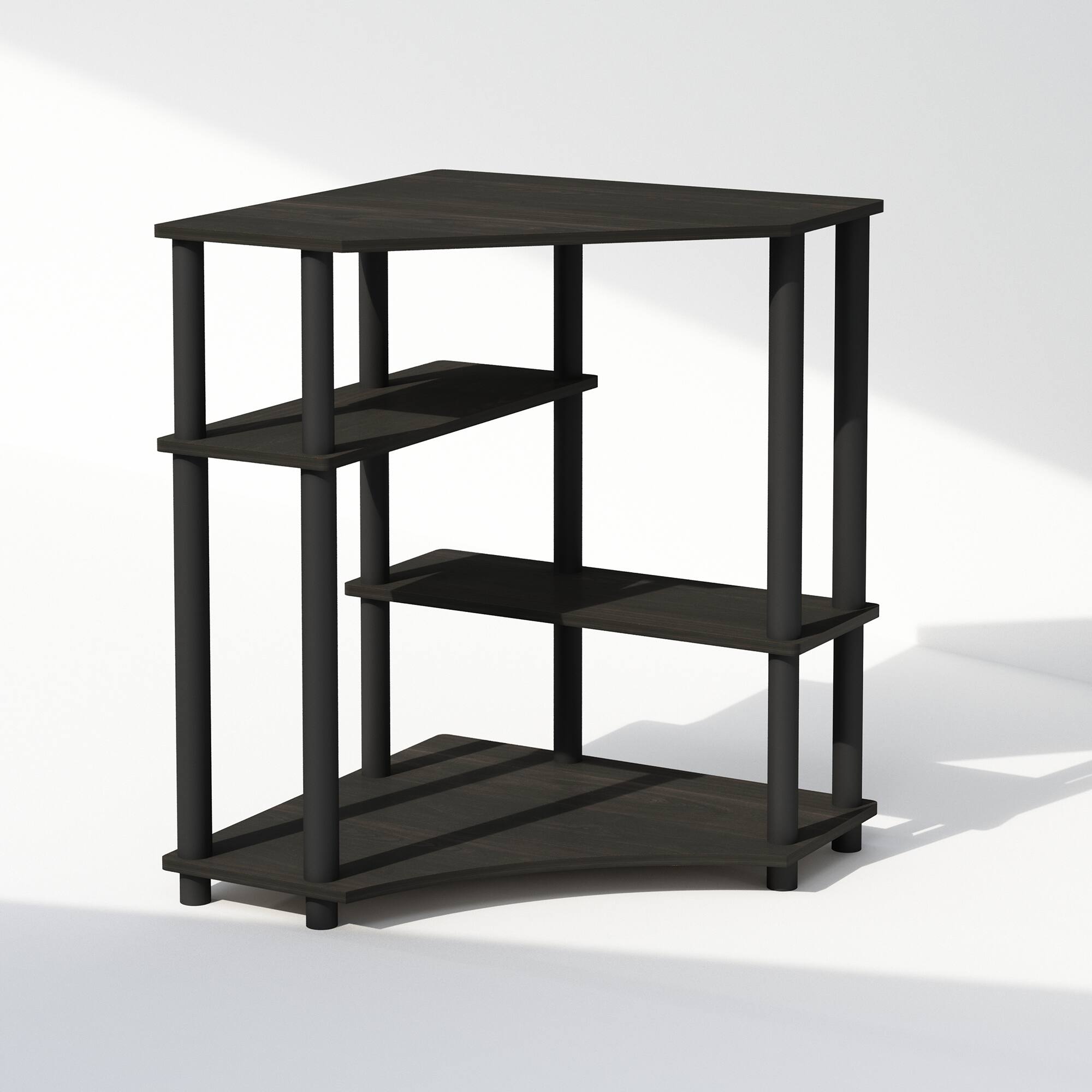 Front. Furinno - Turn-N-Tube Multipurpose Corner Shelf, Display Rack, Bookshelf, Espresso/Black - Espresso/Black.