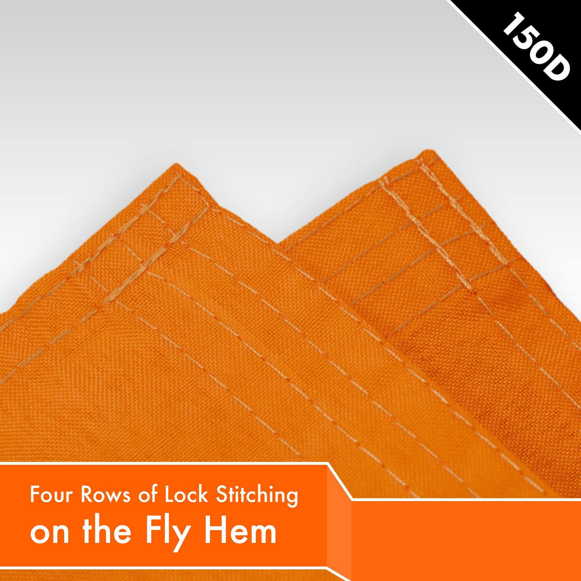 150D  
Four Rows of Lock Stitching on the Fly Hem