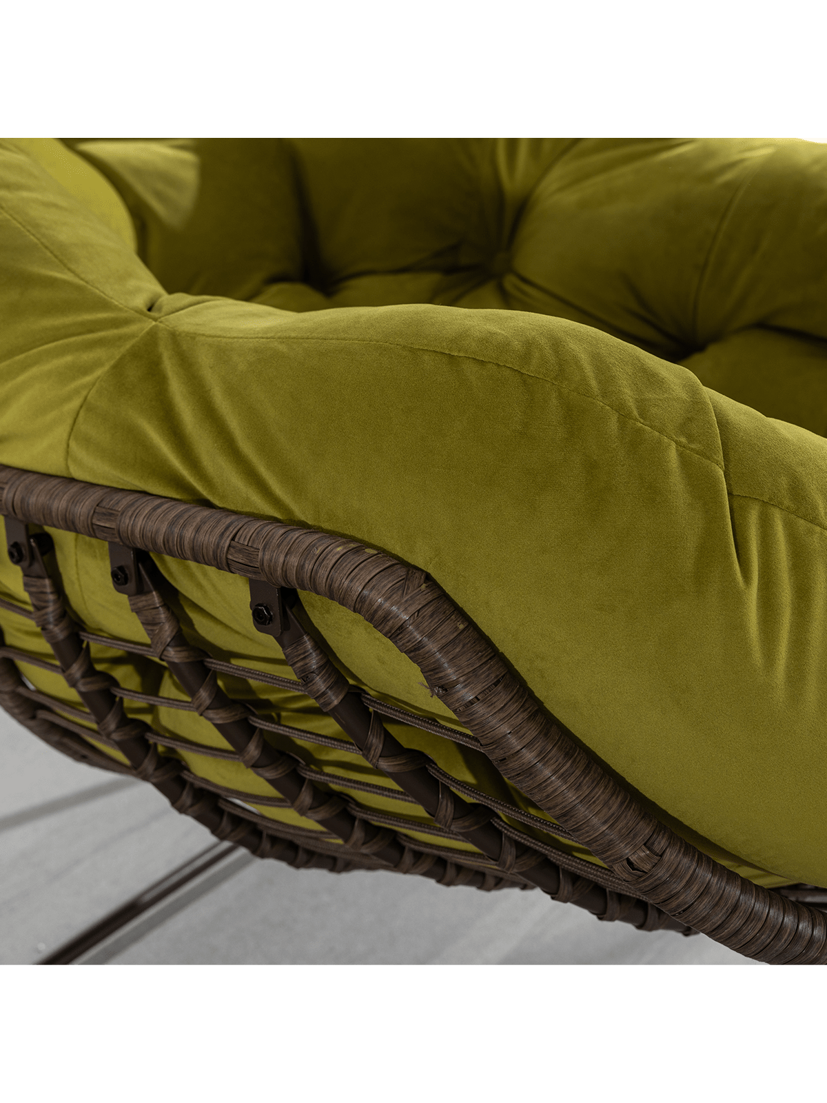 Alt View 4. Trinkets Crazed - Outdoor Patio Rocking Chair Set Of 2,Comfy Wicker Rocker Chair With Padded Cushion,Oversized Rattan Papasan Egg Chair - Olive Green.