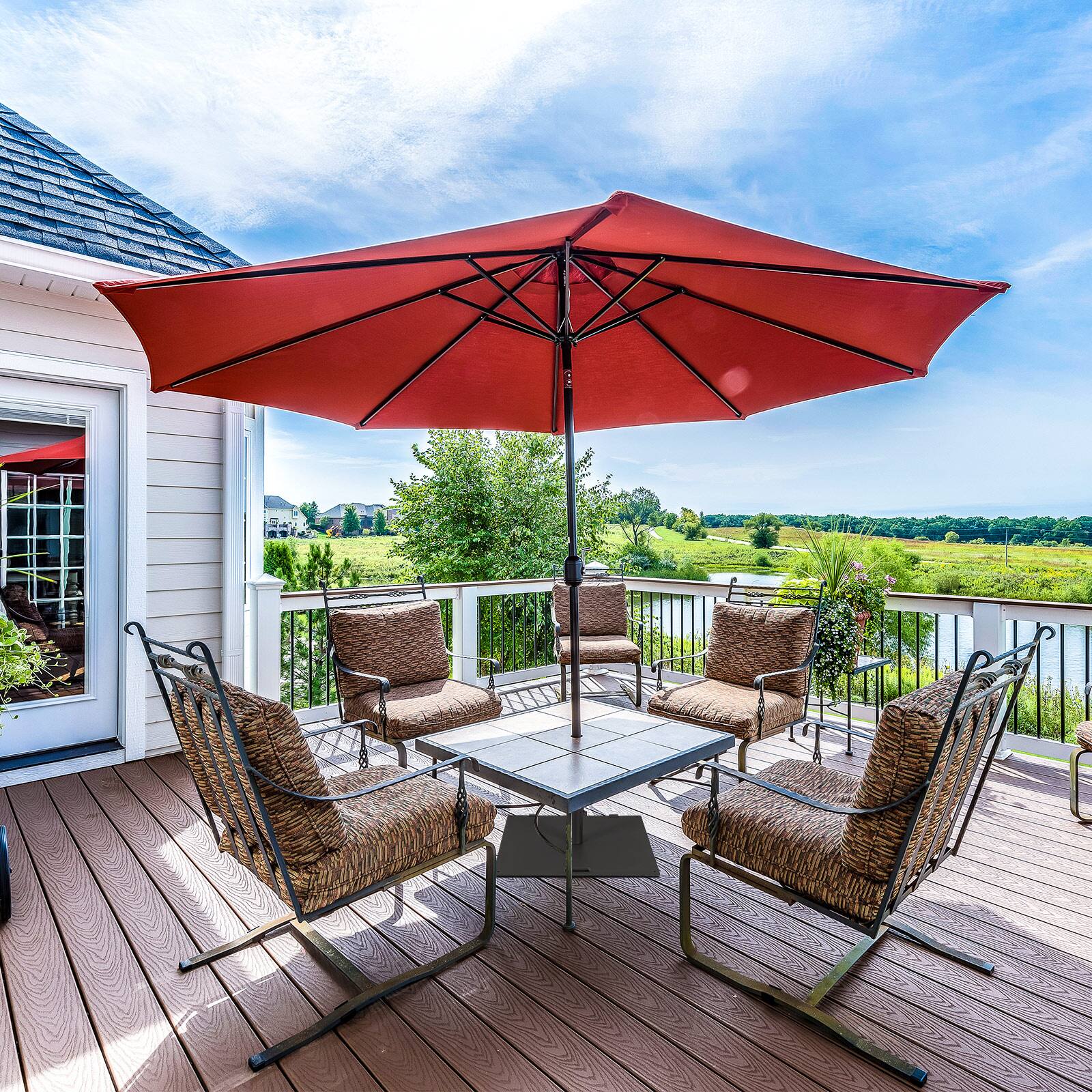 Alt View 7. Gymax - Gymax 50 LBS Patio Umbrella Base Stand 24'' Outdoor Square Market Handle Wheel Black - Black.