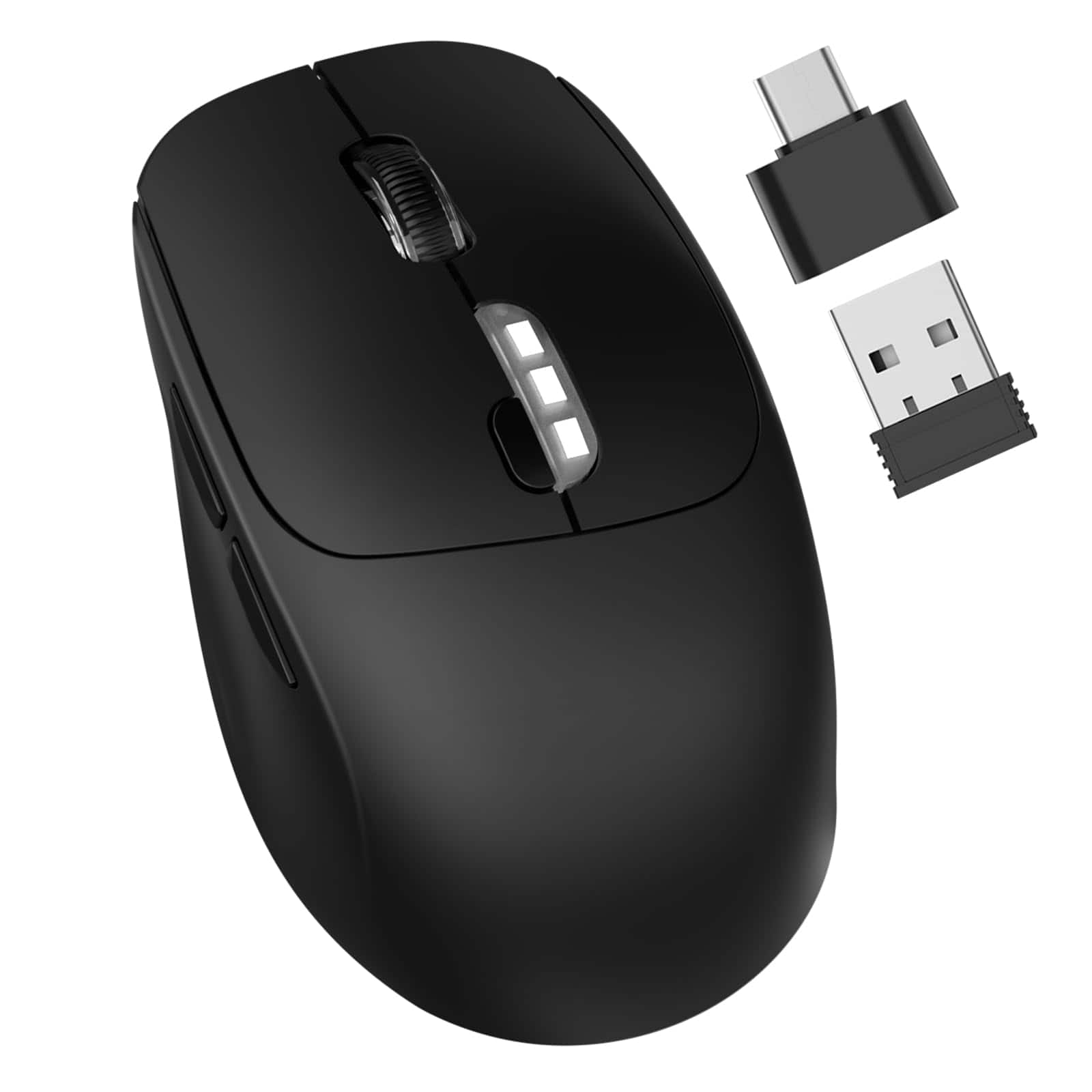 Comfort Essence - Wireless Mouse For Laptop Portable Computer With Usb Receiver & C Adapter Rechargeable Pc Tablet Chromebook - Wireless - Default