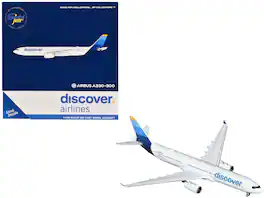 GeminiJets - Airbus A330-300 Commercial Aircraft Discover Airlines (D-AIKK) Tail 1/400 Diecast Model Airplane - White with Blue