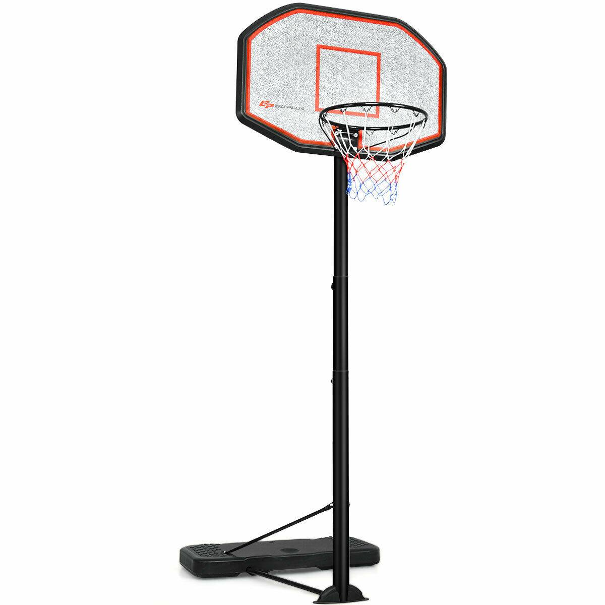 Front. Costway - Costway 10ft 43" Backboard In/outdoor Adjustable Height Basketball Hoop System - Black.