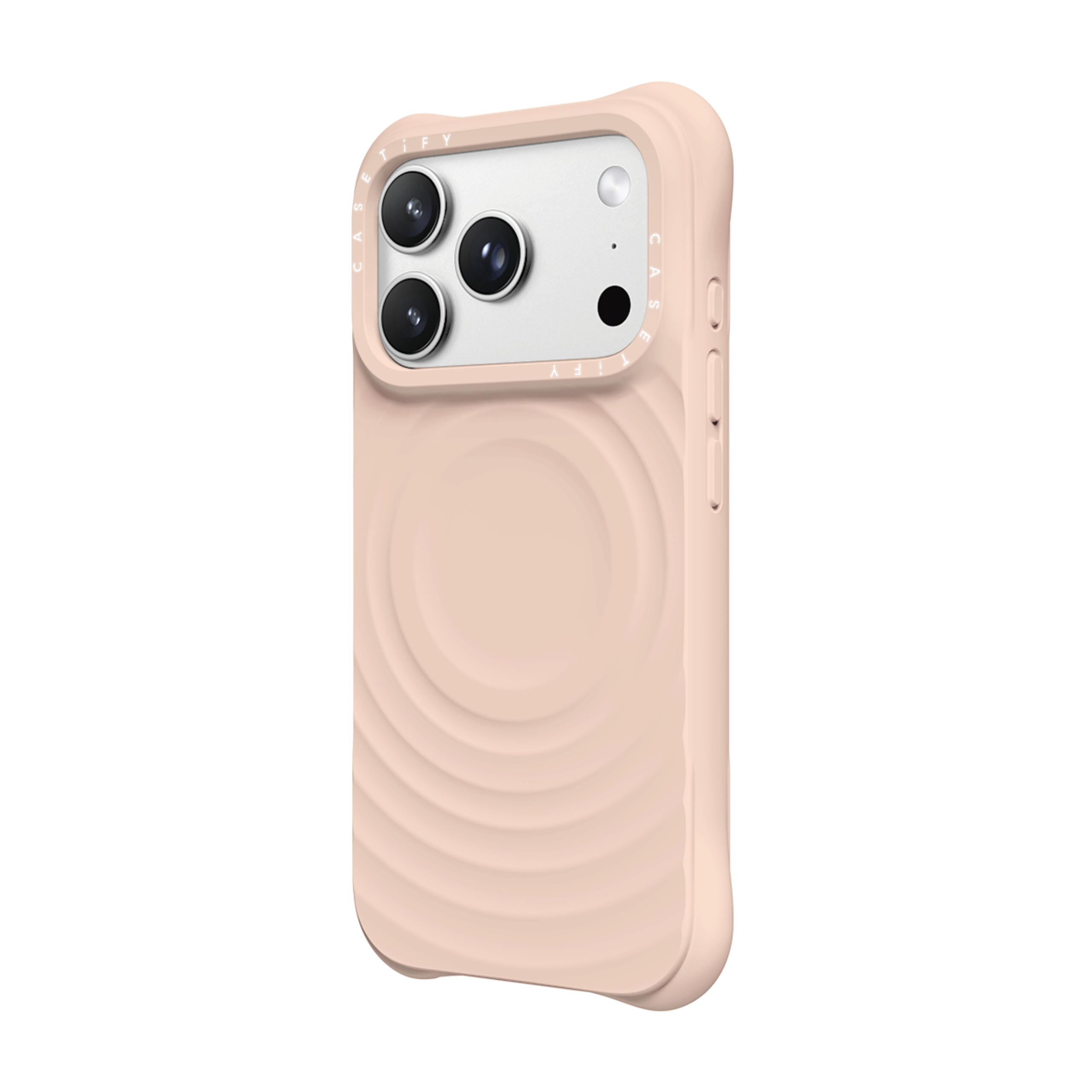 Angle. CASETiFY - Ripple Case MagSafe Compatible for Apple iPhone 18 Pro Max and 17 Pro Max Devices - Oat.