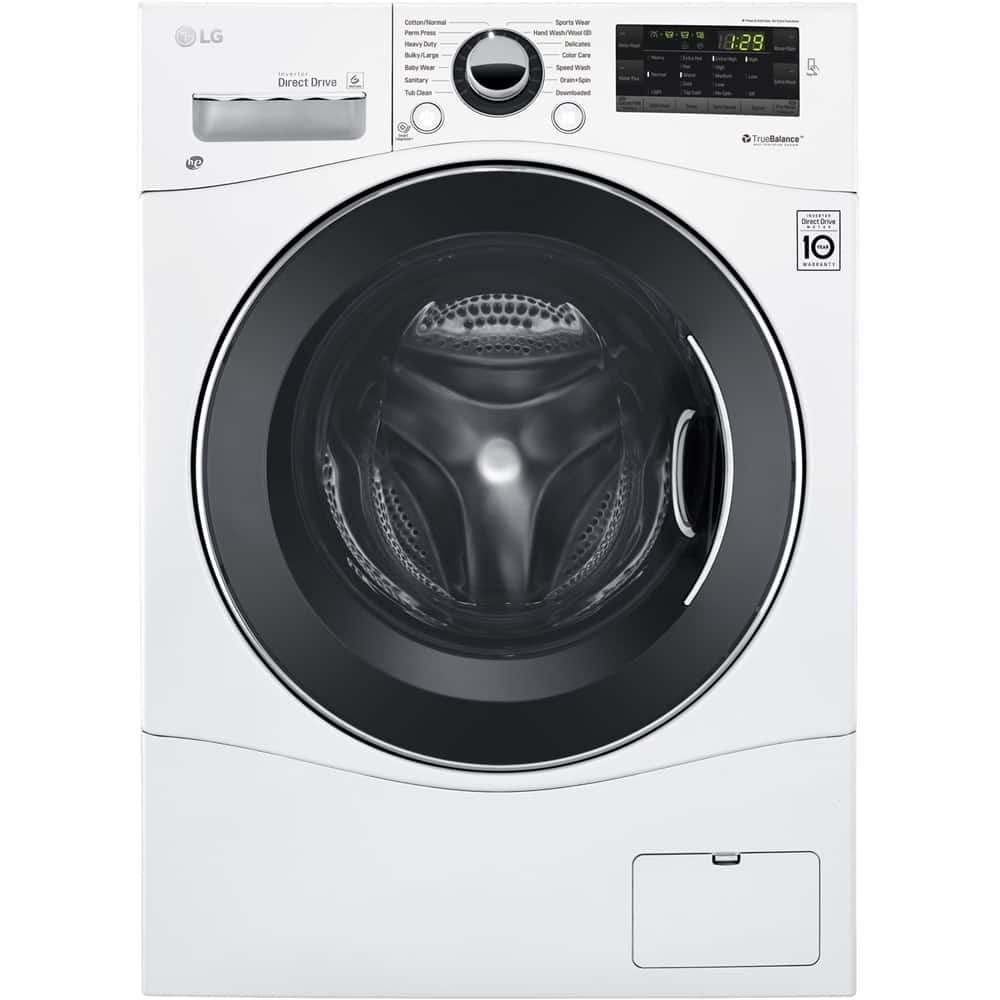 Front. LG - 2.2 Cu. Ft. High-Efficiency Compact Front-Load Washer with 6Motion Technology - White.
