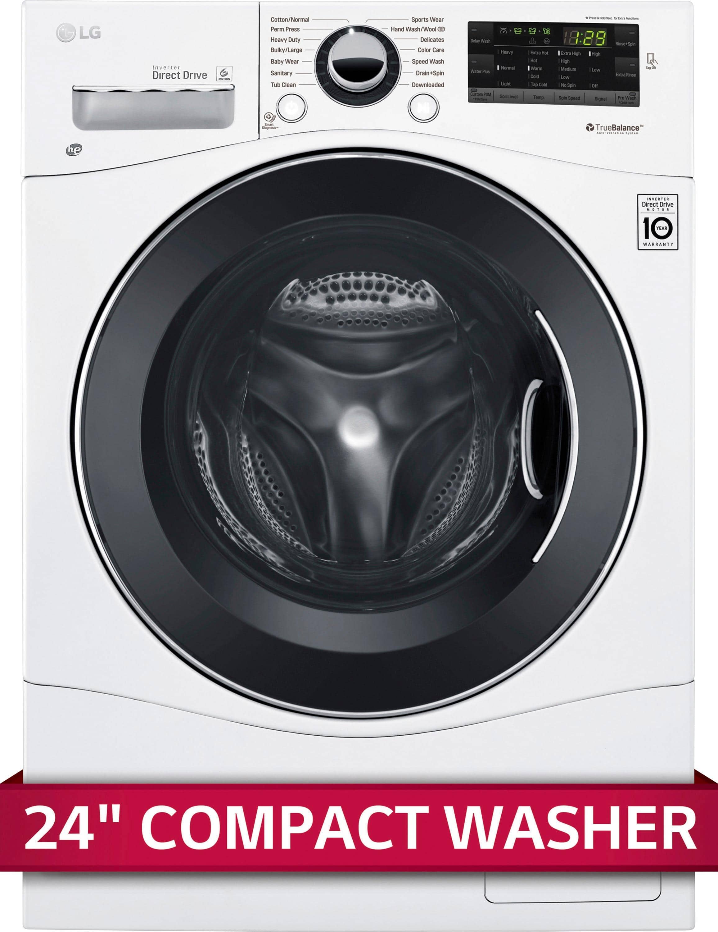 Alt View 13. LG - 2.2 Cu. Ft. High-Efficiency Compact Front-Load Washer with 6Motion Technology - White.